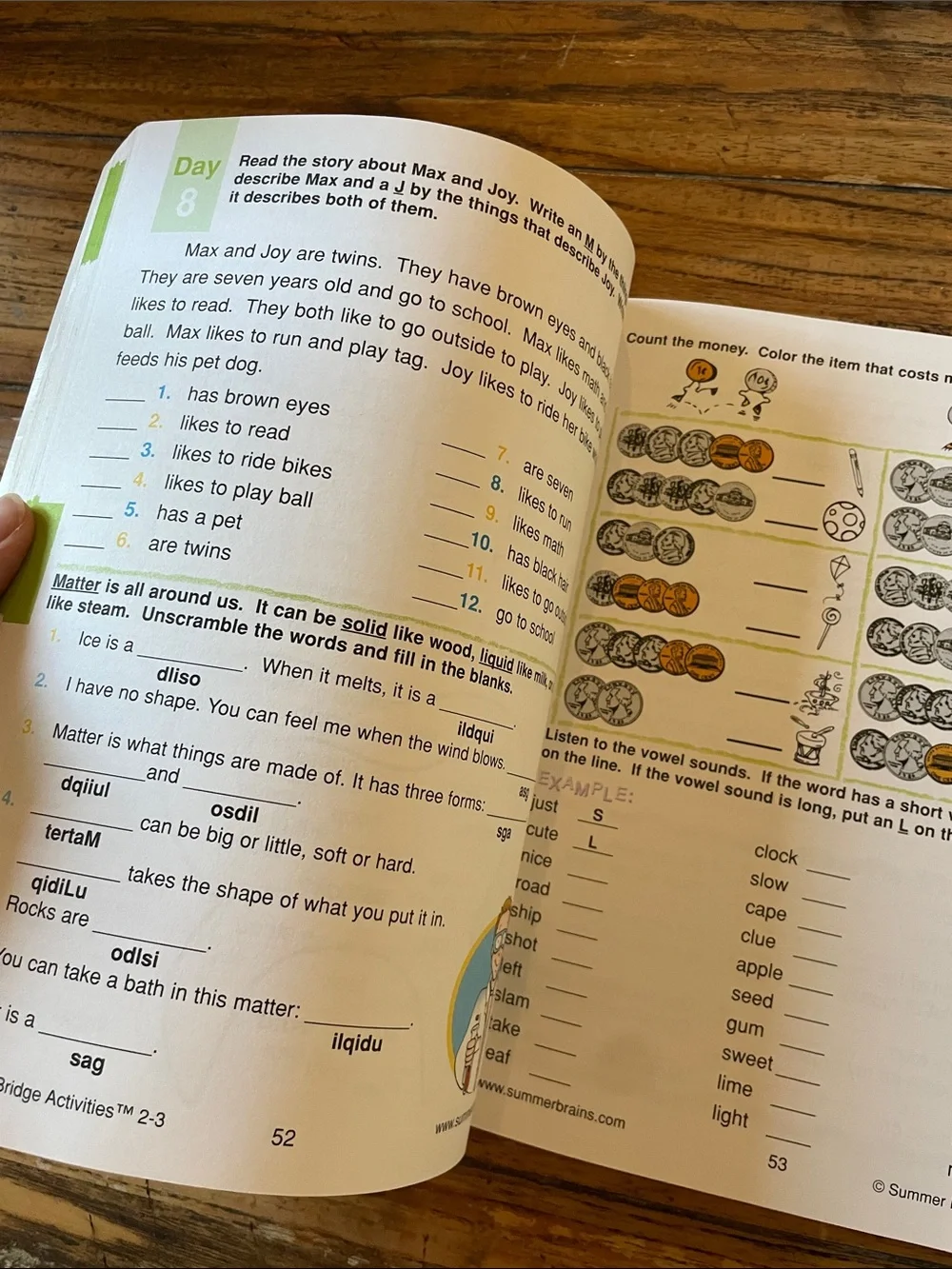 Summer Bridge Activities 2-3 Grade - Reading, Writing, Arithmetic, Language